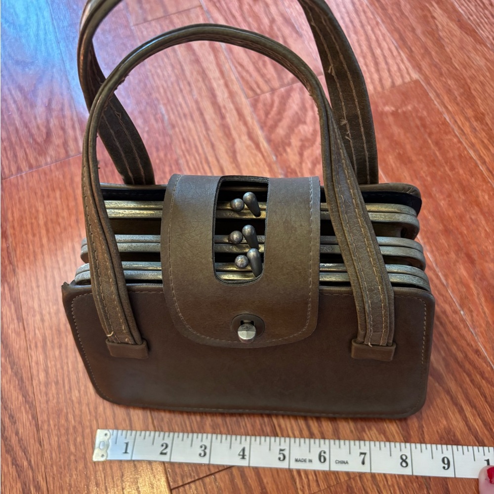 Vintage handbag, multi compartment, brown - Picture 2 of 5